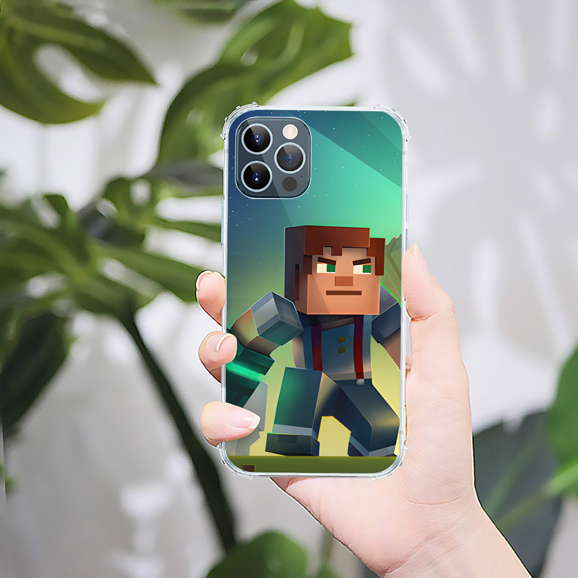 （画像用） マインクラフト ブロックの世界 Minecraft MC Block world 【iPhone 12シリーズ対応】透明スマホケース（クリアソフトケース）